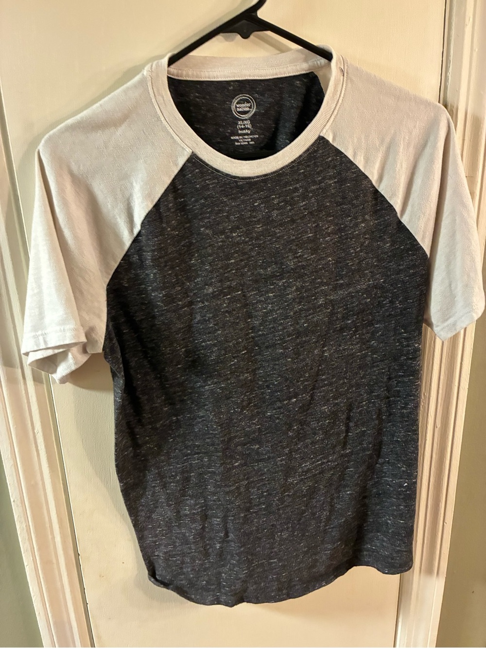Wonder Nation Kids Size XL Husky Boys Short Sleeve T-Shirt Gray/White
